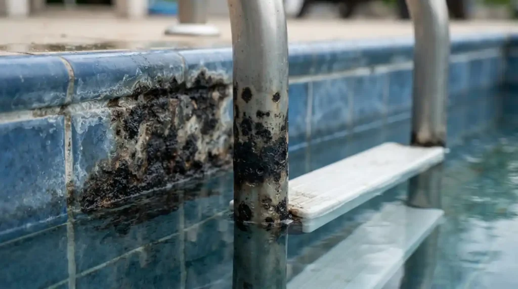 Escada De Piscina Com Manchas Oxidadas | Start Piscinas - Limpeza e Manutenção de Piscinas em São Paulo