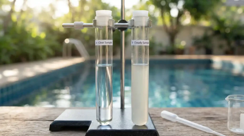 Amostras De Agua Cristalina E Tuurva Da Piscina | Start Piscinas - Limpeza e Manutenção de Piscinas em São Paulo