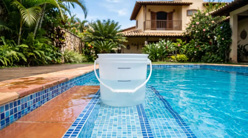 Teste Do Balde Nivel Da Agua Da Piscina | Start Piscinas - Limpeza e Manutenção de Piscinas em São Paulo