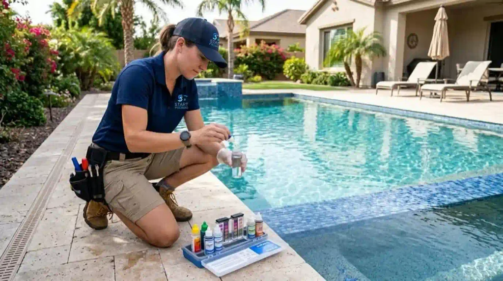 Tecnico Testando Cloro E Ph Da Piscina | Start Piscinas - Limpeza e Manutenção de Piscinas em São Paulo